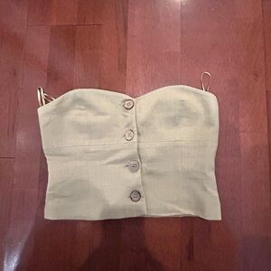 Beige Button-Up Strapless Top
